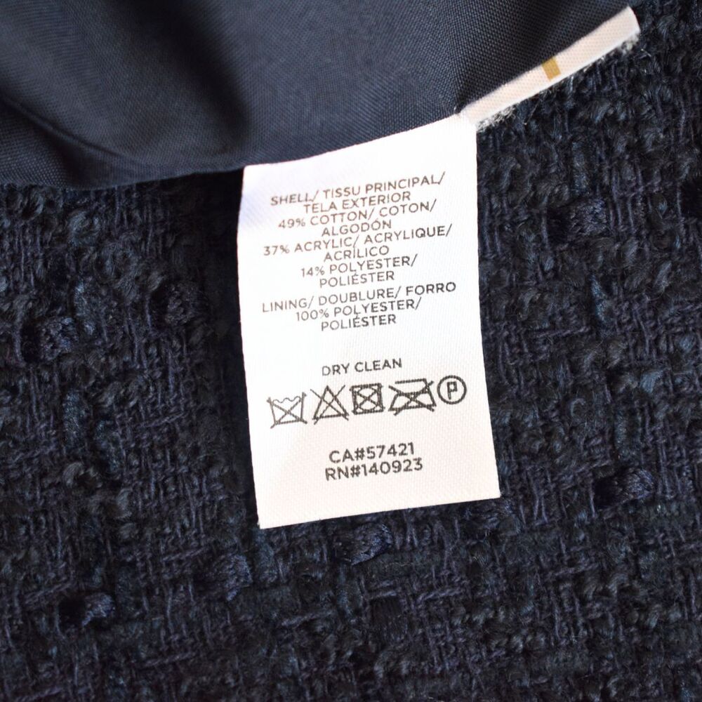 LOFT Navy Tweed/ Boucle Double-Breasted Blazer With Gold-Tone Buttons Size 10 - Picture 8 of 11